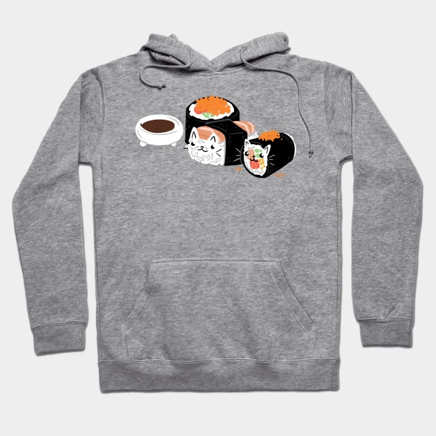 Cute Cat Sushi Rolls Hoodie by APSketches